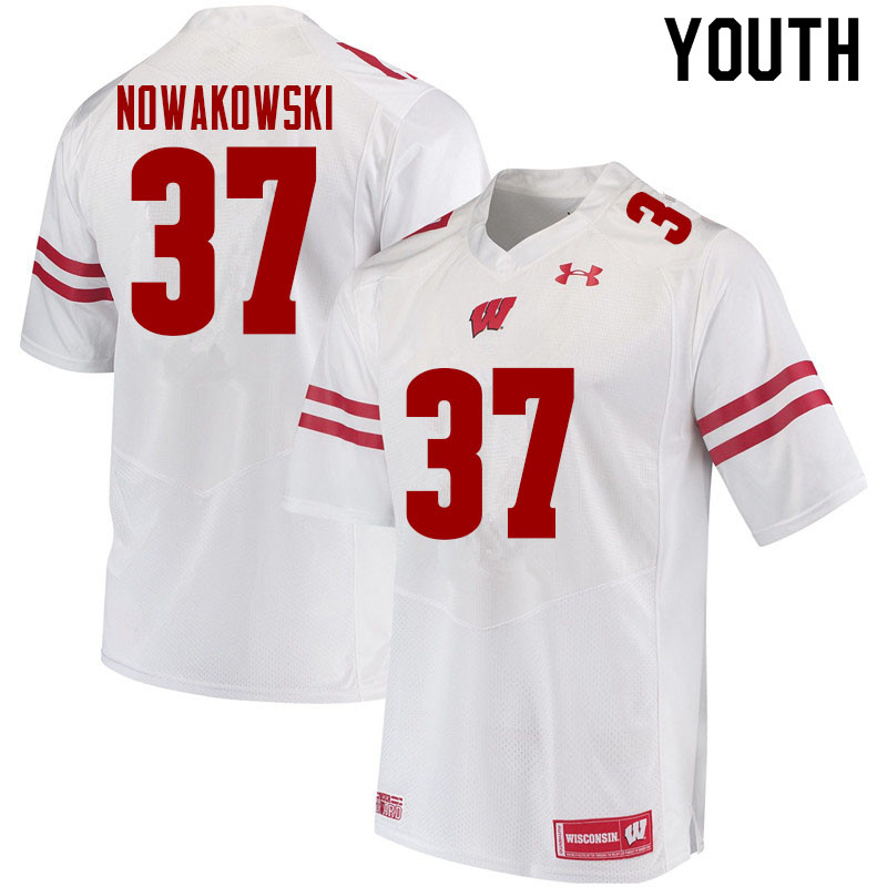 Youth #37 Riley Nowakowski Wisconsin Badgers College Football Jerseys Sale-White - Click Image to Close